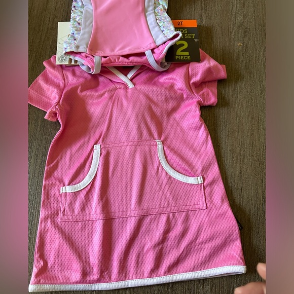 Eddie Bauer Kids One-Piece Pink/White/Floral Swimsuit Plus Cover Up Nwt - Picture 7 of 7